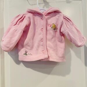 Classic Pooh Bear One More Flower for Piglet Baby Girl Pink Hoodie Jacket Cotton